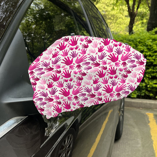 Pink Hand Breast Cancer Pattern Print Car Side Mirror Covers