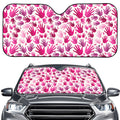 Pink Hand Breast Cancer Pattern Print Car Windshield Sun Shade