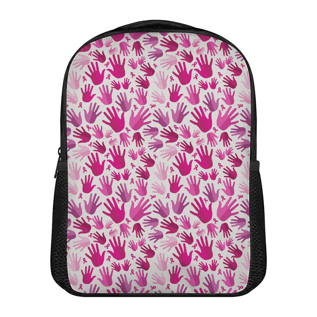 Pink Hand Breast Cancer Pattern Print Casual Backpack