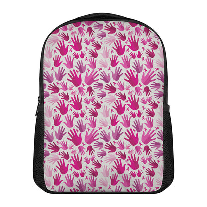 Pink Hand Breast Cancer Pattern Print Casual Backpack