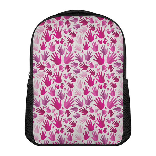 Pink Hand Breast Cancer Pattern Print Casual Backpack