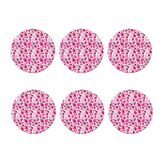 Pink Hand Breast Cancer Pattern Print Coaster Set