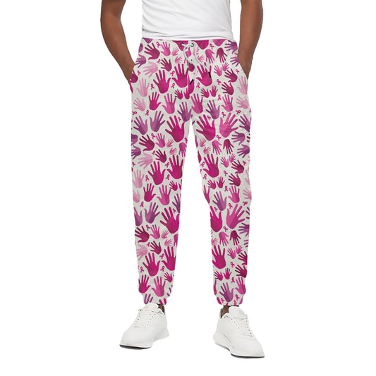 Pink Hand Breast Cancer Pattern Print Cotton Pants