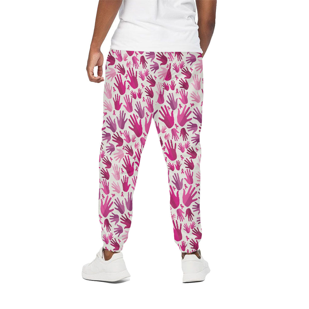 Pink Hand Breast Cancer Pattern Print Cotton Pants