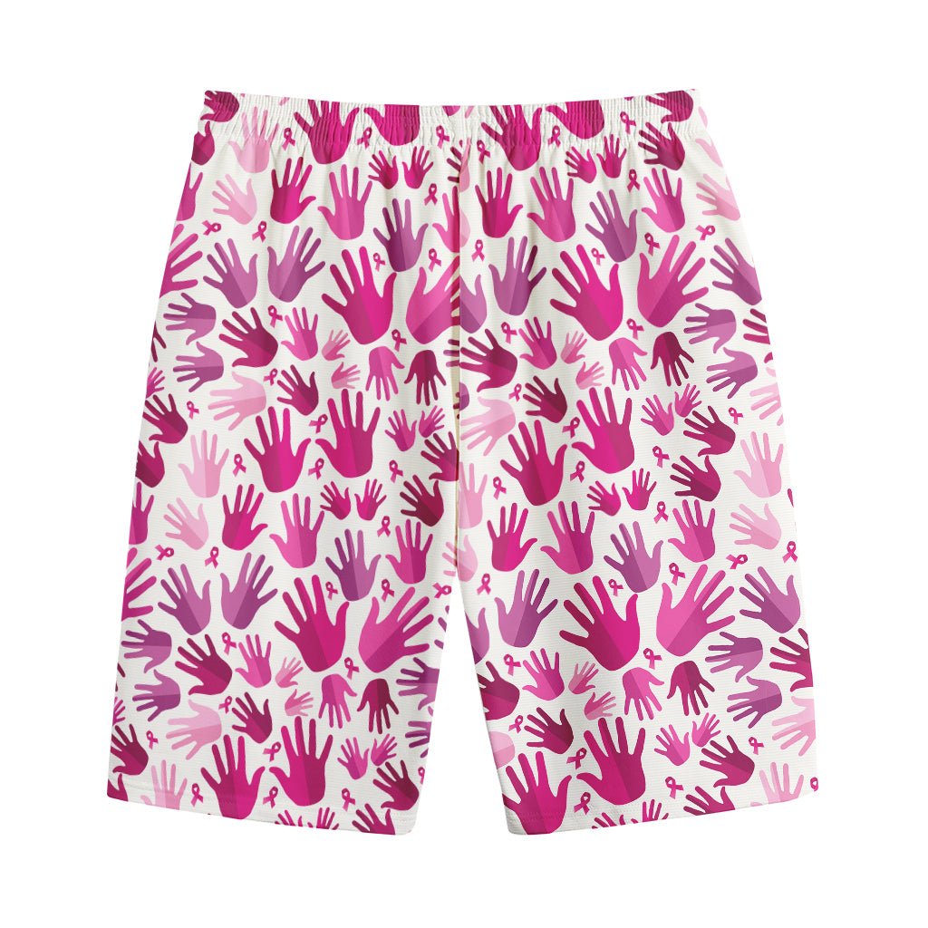 Pink Hand Breast Cancer Pattern Print Cotton Shorts