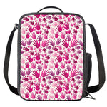 Pink Hand Breast Cancer Pattern Print Crossbody Lunch Bag