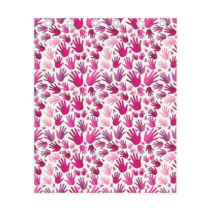 Pink Hand Breast Cancer Pattern Print Curtain