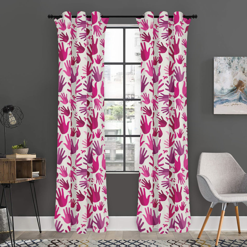 Pink Hand Breast Cancer Pattern Print Curtain