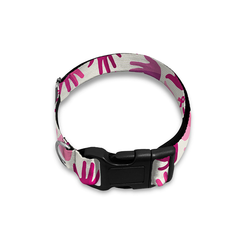 Pink Hand Breast Cancer Pattern Print Dog Collar