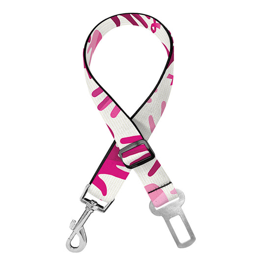 Pink Hand Breast Cancer Pattern Print Dog Seat Belt