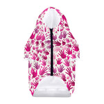 Pink Hand Breast Cancer Pattern Print Dog Zip Up Hoodie