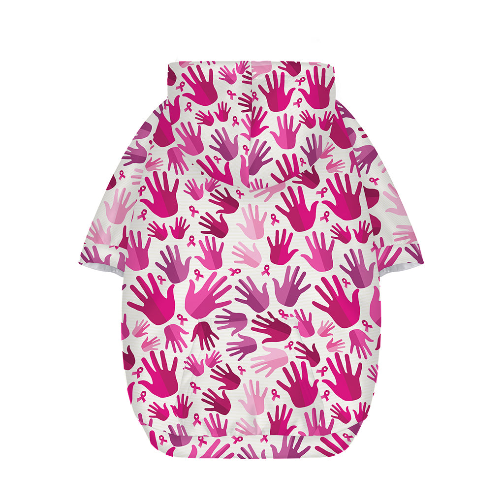 Pink Hand Breast Cancer Pattern Print Dog Zip Up Hoodie