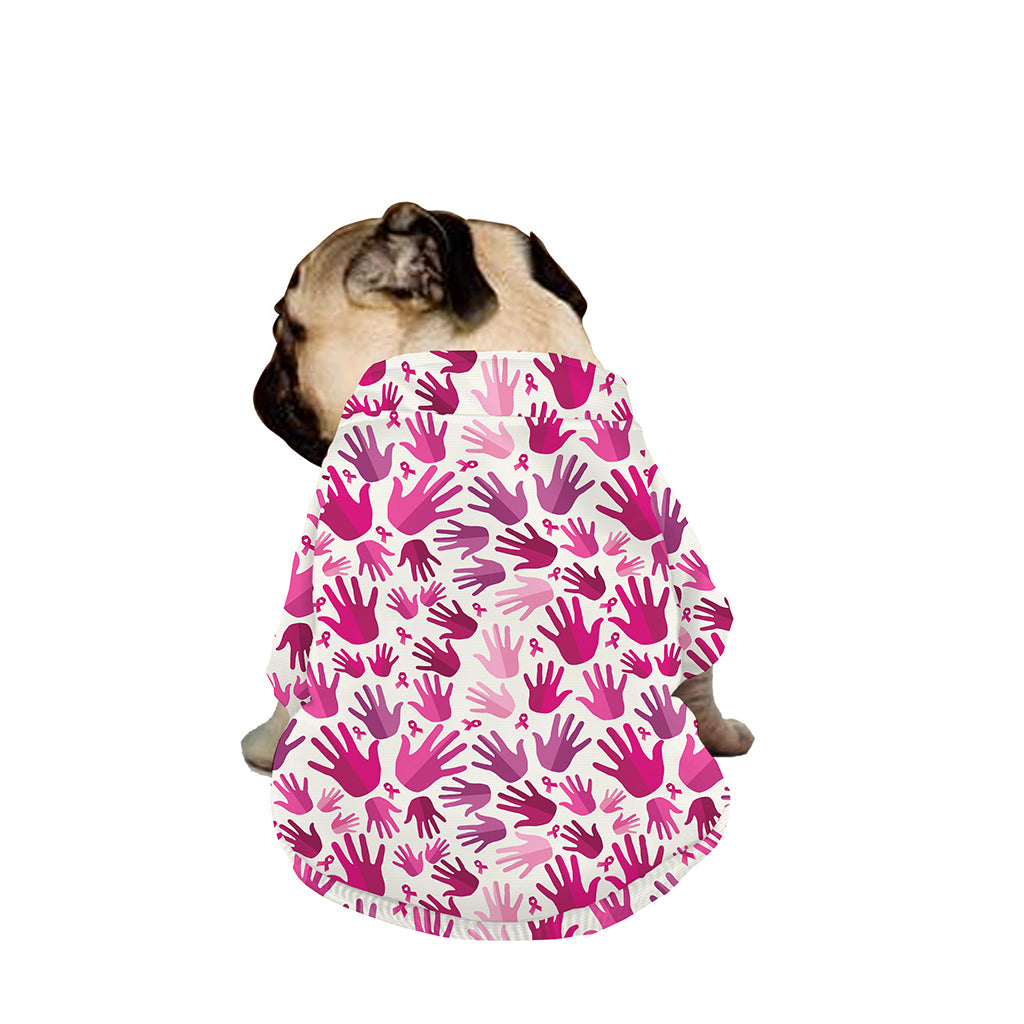 Pink Hand Breast Cancer Pattern Print Dog Zip Up Jacket