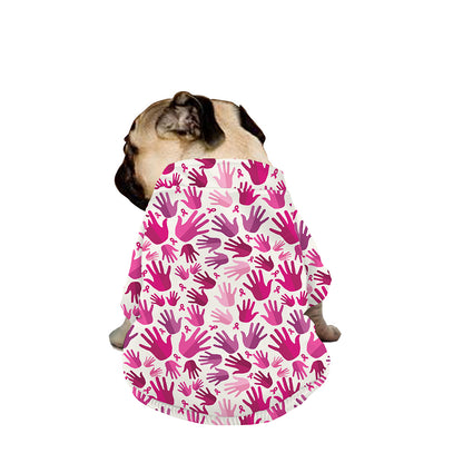 Pink Hand Breast Cancer Pattern Print Dog Zip Up Jacket