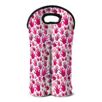 Pink Hand Breast Cancer Pattern Print Double Neoprene Wine Tote