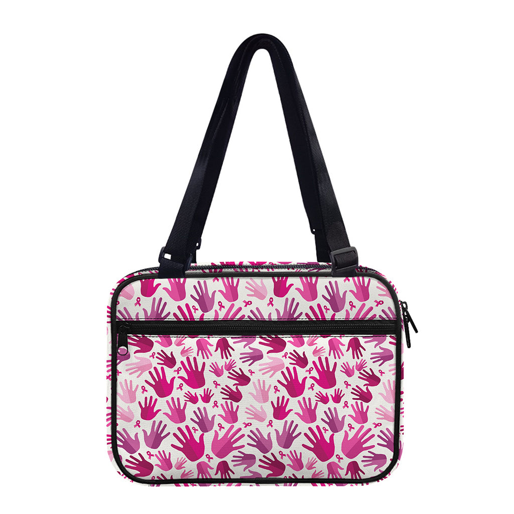 Pink Hand Breast Cancer Pattern Print Double Strap Bible Bag