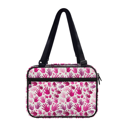 Pink Hand Breast Cancer Pattern Print Double Strap Bible Bag