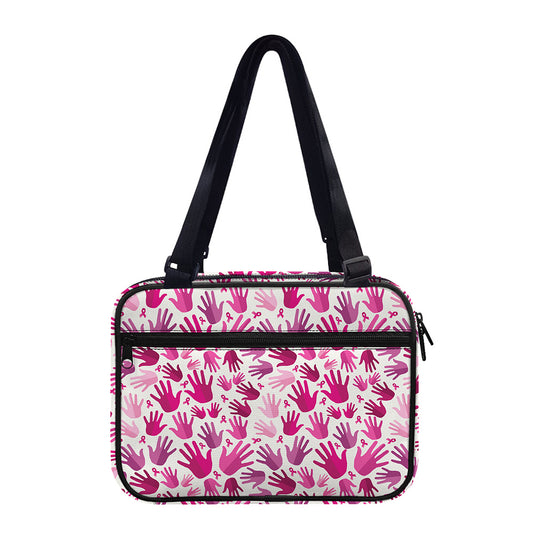 Pink Hand Breast Cancer Pattern Print Double Strap Bible Bag