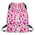 Pink Hand Breast Cancer Pattern Print Drawstring Backpack