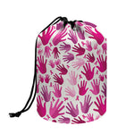 Pink Hand Breast Cancer Pattern Print Drawstring Makeup Bag