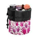 Pink Hand Breast Cancer Pattern Print Drawstring Makeup Bag