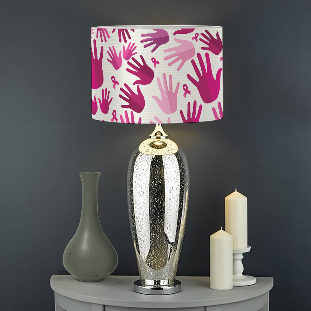 Pink Hand Breast Cancer Pattern Print Drum Lamp Shade