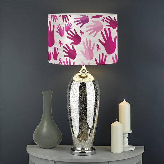 Pink Hand Breast Cancer Pattern Print Drum Lamp Shade