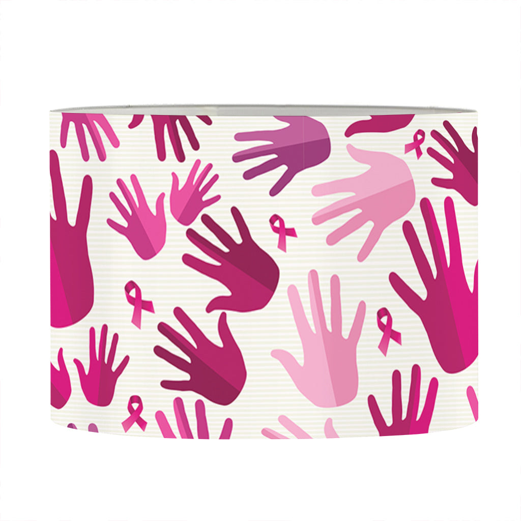 Pink Hand Breast Cancer Pattern Print Drum Lamp Shade