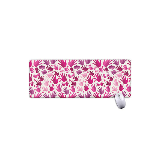 Pink Hand Breast Cancer Pattern Print Extended Mouse Pad