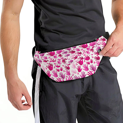 Pink Hand Breast Cancer Pattern Print Fanny Pack