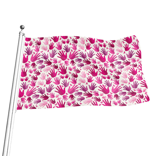 Pink Hand Breast Cancer Pattern Print Flag