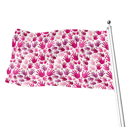 Pink Hand Breast Cancer Pattern Print Flag