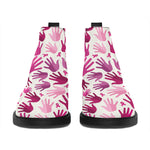 Pink Hand Breast Cancer Pattern Print Flat Ankle Boots