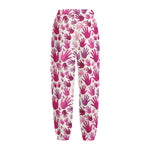 Pink Hand Breast Cancer Pattern Print Fleece Lined Knit Pants