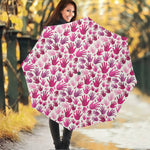 Pink Hand Breast Cancer Pattern Print Foldable Umbrella