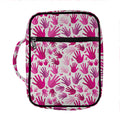 Pink Hand Breast Cancer Pattern Print Front Pocket Bible Bag