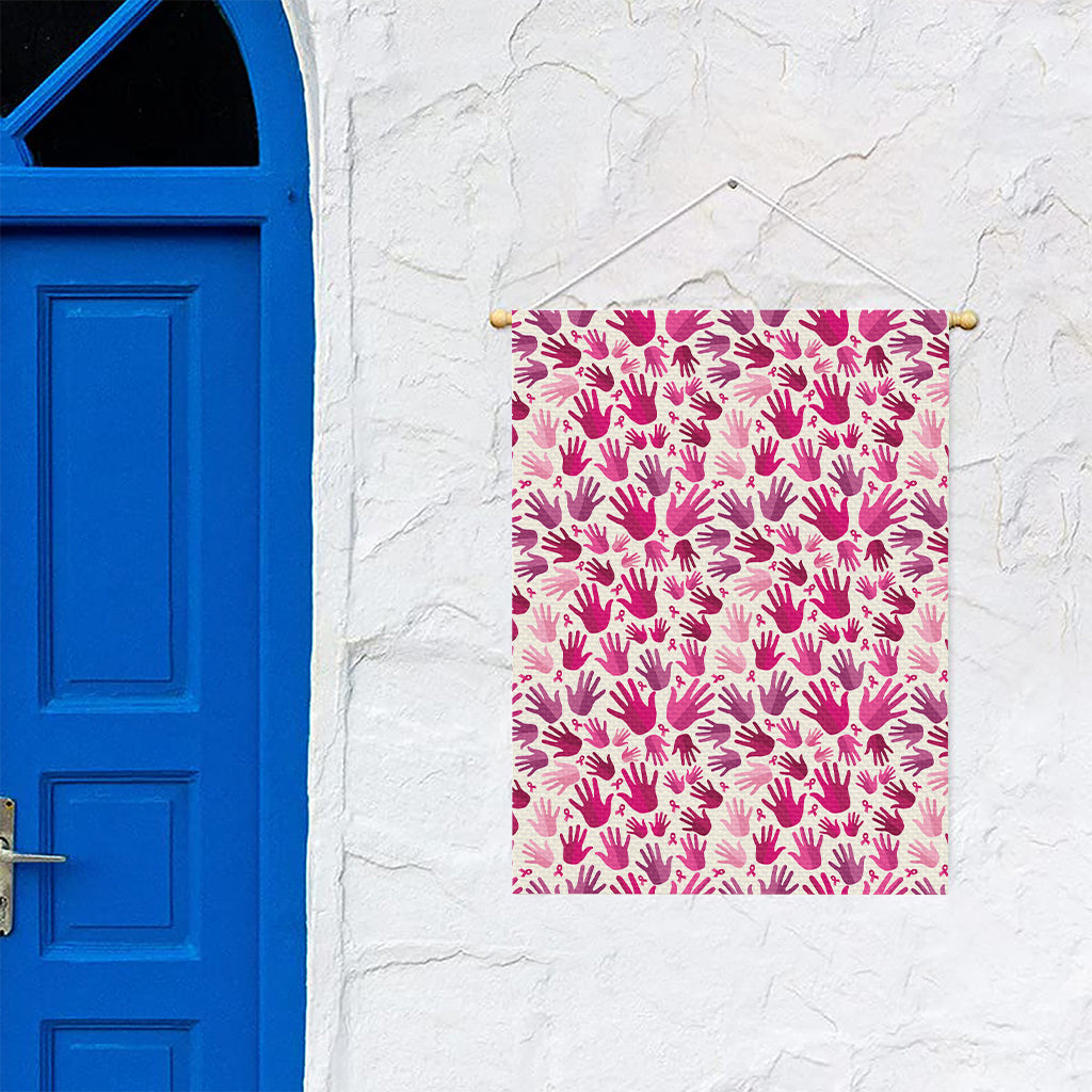 Pink Hand Breast Cancer Pattern Print Garden Flag