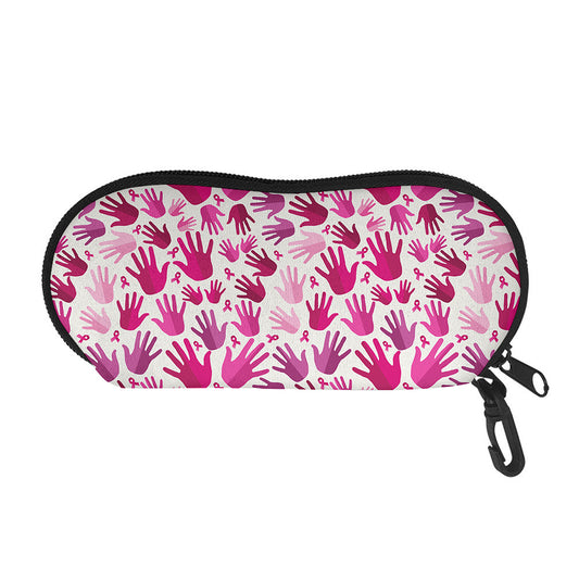 Pink Hand Breast Cancer Pattern Print Glasses Case
