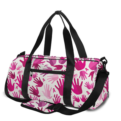 Pink Hand Breast Cancer Pattern Print Gym Bag