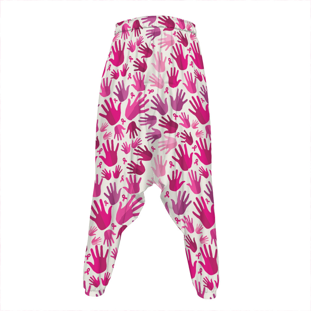 Pink Hand Breast Cancer Pattern Print Hammer Pants