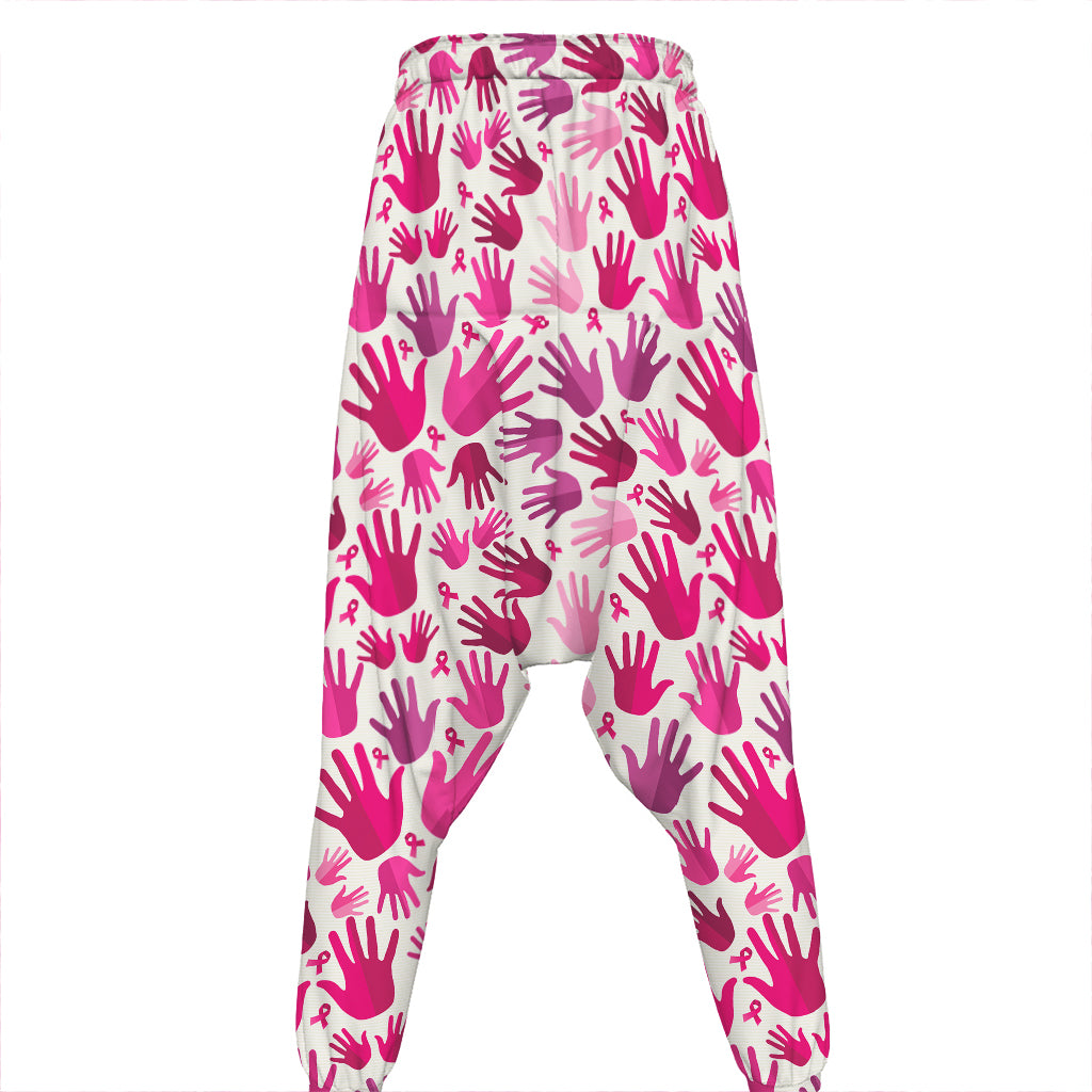Pink Hand Breast Cancer Pattern Print Hammer Pants