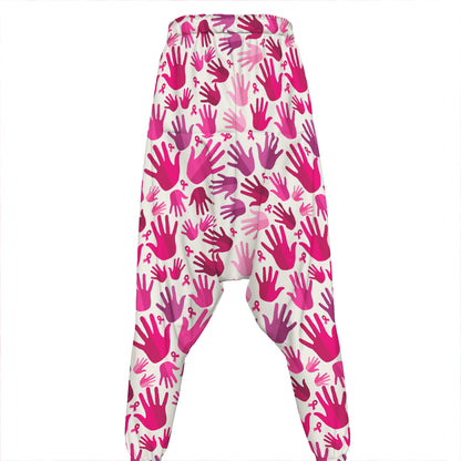 Pink Hand Breast Cancer Pattern Print Hammer Pants
