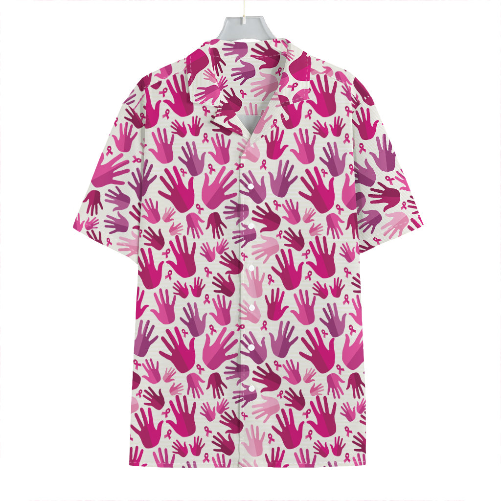 Pink Hand Breast Cancer Pattern Print Hawaiian Shirt