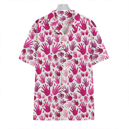 Pink Hand Breast Cancer Pattern Print Hawaiian Shirt