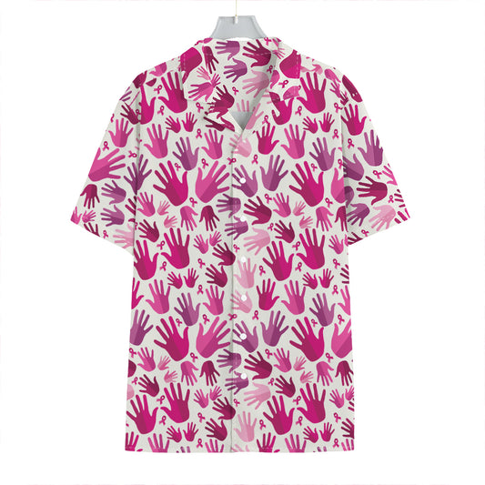 Pink Hand Breast Cancer Pattern Print Hawaiian Shirt
