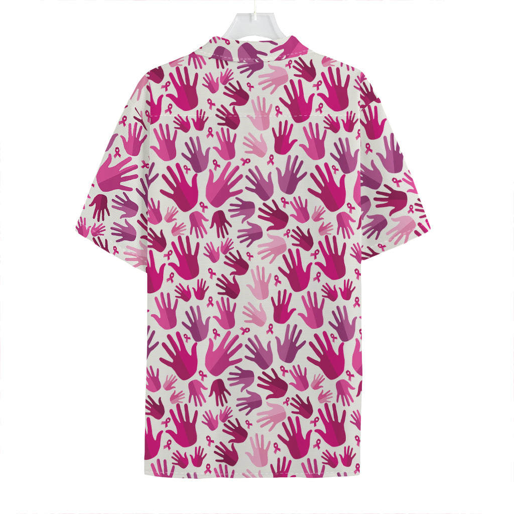 Pink Hand Breast Cancer Pattern Print Hawaiian Shirt