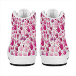 Pink Hand Breast Cancer Pattern Print High Top Leather Sneakers
