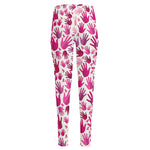 Pink Hand Breast Cancer Pattern Print High-Waisted Pocket Leggings