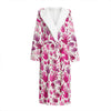 Pink Hand Breast Cancer Pattern Print Hooded Bathrobe