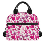 Pink Hand Breast Cancer Pattern Print Insulated Lunch Bag
